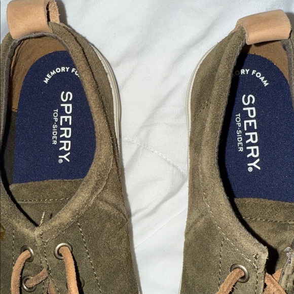 Sperry Suede Boat Shoes with Brown Laces - Picture 2 of 5